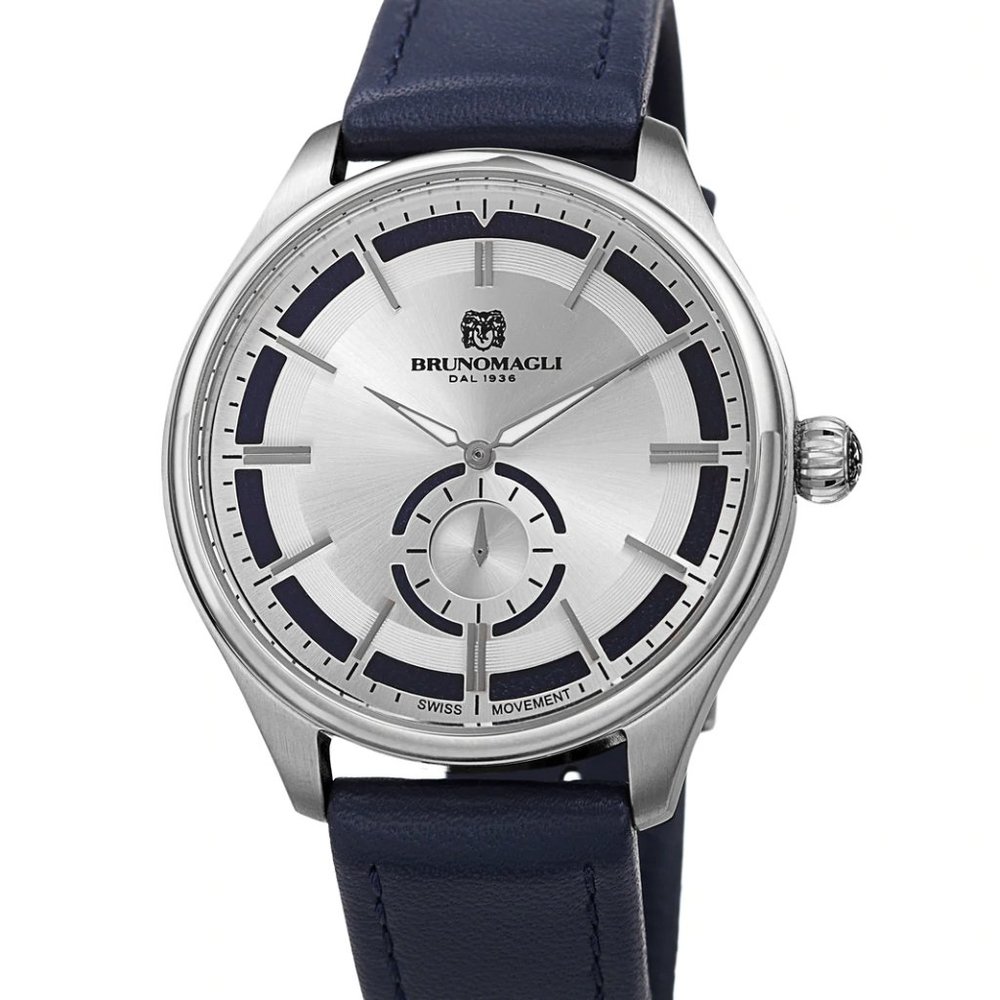 BRUNO MAGLI - LUCA PELLE WATCH - SILVER-TONE/BLUE (NWT)